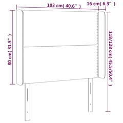 vidaXL gultas galvgalis ar LED, 103x16x118/128 cm, zils audums cena un informācija | Gultas | 220.lv