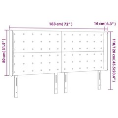 vidaXL gultas galvgalis ar LED, 183x16x118/128 cm, pelēkbrūns audums cena un informācija | Gultas | 220.lv