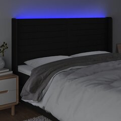 vidaXL gultas galvgalis ar LED, 183x16x118/128 cm, melns audums цена и информация | Кровати | 220.lv