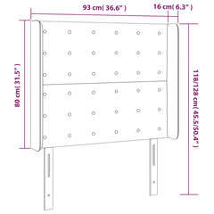 vidaXL gultas galvgalis ar LED, 93x16x118/128 cm, gaiši pelēks audums cena un informācija | Gultas | 220.lv