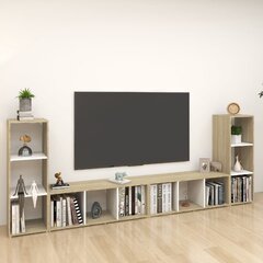 vidaXL TV plaukti, 4 gab., balti, ozolkoka, 107x35x37cm, skaidu plātne cena un informācija | TV galdiņi | 220.lv