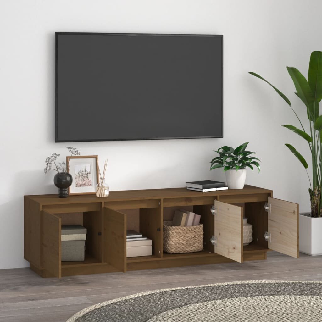 vidaXL TV skapītis, medus brūns, 156x37x45 cm, priedes masīvkoks цена и информация | TV galdiņi | 220.lv