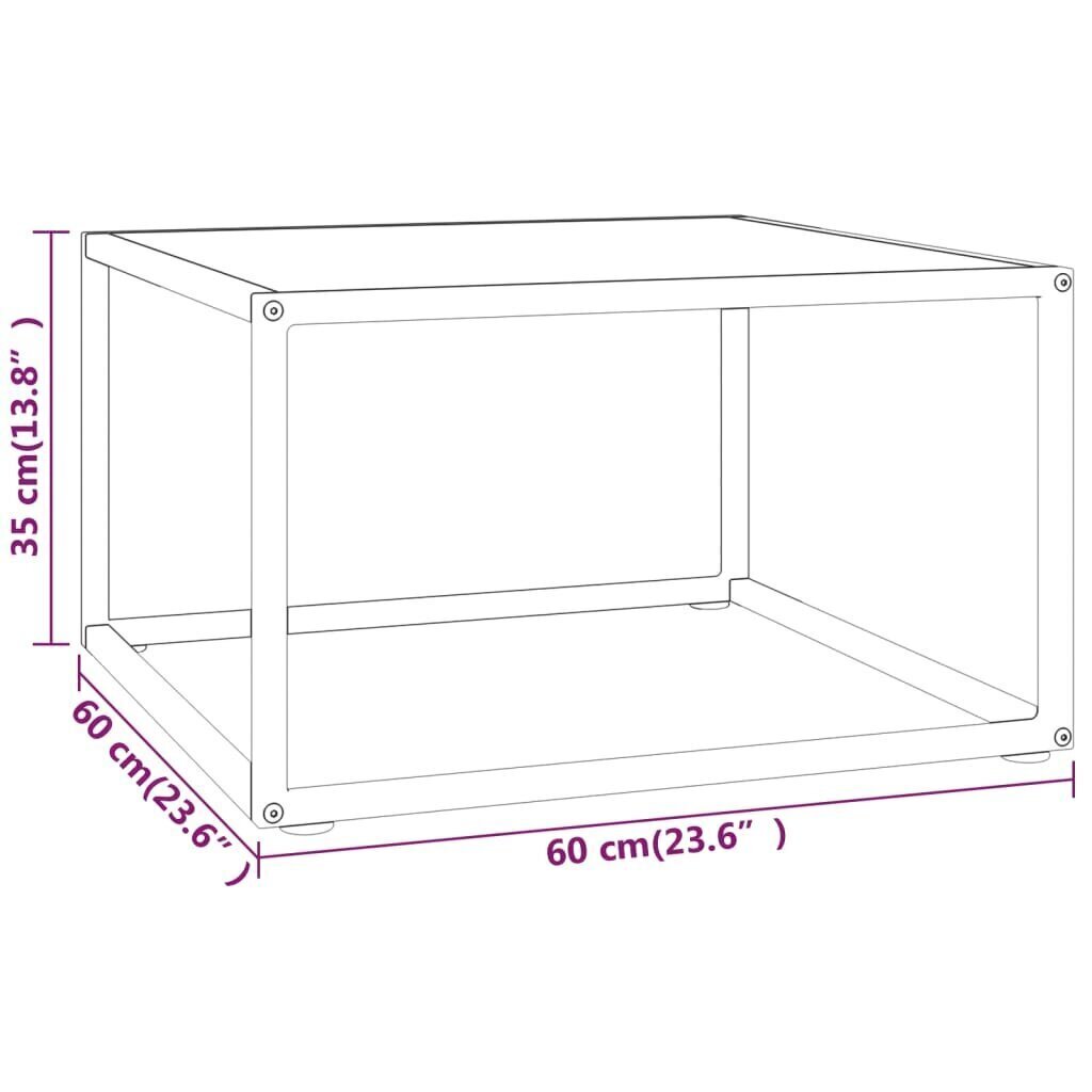 vidaXL kafijas galdiņš, 60x60x35 cm, melnbalts marmora raksts, stikls cena un informācija | Žurnālgaldiņi | 220.lv