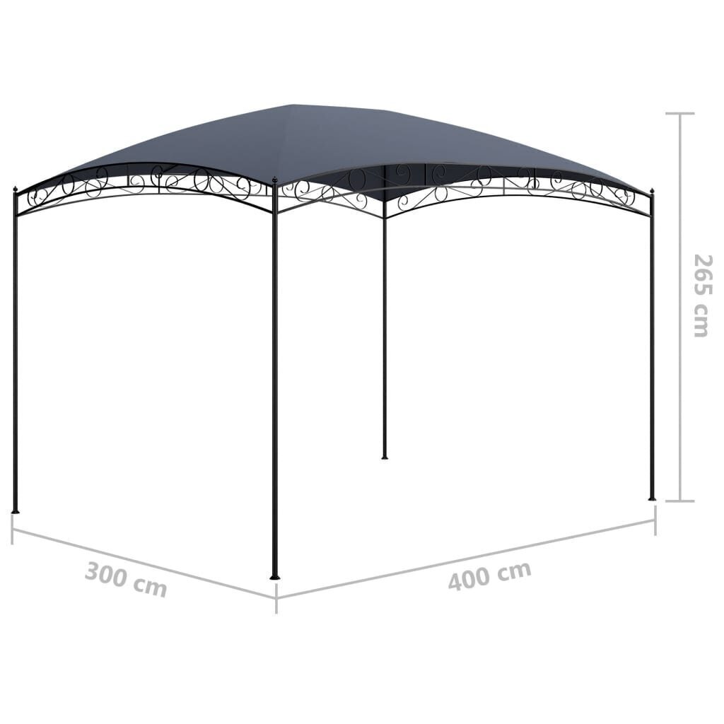 vidaXL dārza nojume, 3x4x2,65 m, antracītpelēka, 180 g/m² cena un informācija | Dārza nojumes un lapenes | 220.lv