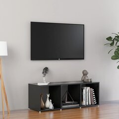 vidaXL TV plaukts, spīdīgi pelēks, 107x35x37 cm, skaidu plāksne цена и информация | Тумбы под телевизор | 220.lv