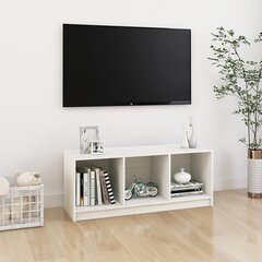 vidaXL TV plaukts, balts, 104x33x41 cm, priedes masīvkoks цена и информация | Тумбы под телевизор | 220.lv