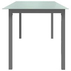 vidaXL dārza galds, gaiši pelēks, 190x90x74 cm, alumīnijs un stikls cena un informācija | Dārza galdi | 220.lv