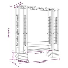 Dārza pergola ar soliņu un silēm, impregnēta priede cena un informācija | Dārza soli | 220.lv