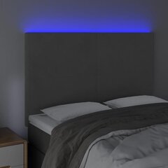 vidaXL gultas galvgalis ar LED, 144x5x118/128 cm, tumši pelēks samts цена и информация | Кровати | 220.lv