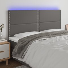 vidaXL gultas galvgalis ar LED, 160x5x118/128 cm, pelēks mākslīgā āda cena un informācija | Gultas | 220.lv