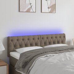 Galvgalis ar LED, pelēkbrūns, 144x7x78/88cm, auduma цена и информация | Кровати | 220.lv