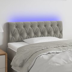 vidaXL gultas galvgalis ar LED, 90x7x78/88 cm, gaiši pelēks samts cena un informācija | Gultas | 220.lv