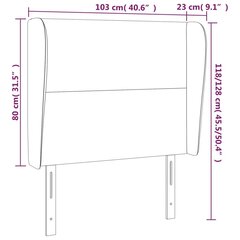 Galvgalis ar malām, 103x23x118/128 cm, pelēks mākslīgā āda cena un informācija | Gultas | 220.lv