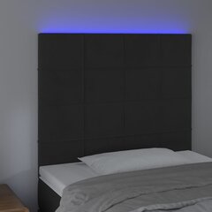 vidaXL gultas galvgalis ar LED, 100x5x118/128 cm, melns samts цена и информация | Кровати | 220.lv