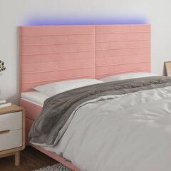 vidaXL gultas galvgalis ar LED, 180x5x118/128 cm, rozā samts цена и информация | Кровати | 220.lv