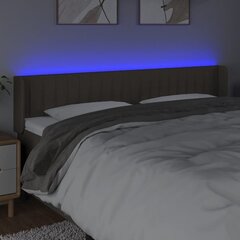 vidaXL gultas galvgalis ar LED, 163x16x78/88 cm, pelēkbrūns audums cena un informācija | Gultas | 220.lv