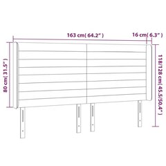 vidaXL gultas galvgalis ar LED, 163x16x118/128 cm, pelēkbrūns audums cena un informācija | Gultas | 220.lv