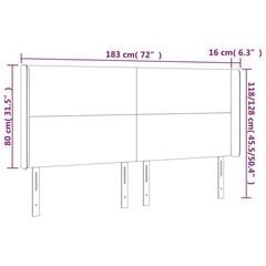 vidaXL gultas galvgalis ar LED, 183x16x118/128 cm, tumši pelēks samts cena un informācija | Gultas | 220.lv