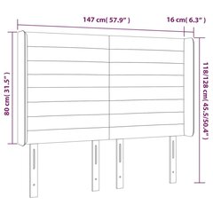 vidaXL gultas galvgalis ar LED, 147x16x118/128 cm, gaiši pelēks audums cena un informācija | Gultas | 220.lv