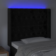 Galvgalis ar LED, melns, 93x16x118/128cm, samta cena un informācija | Gultas | 220.lv