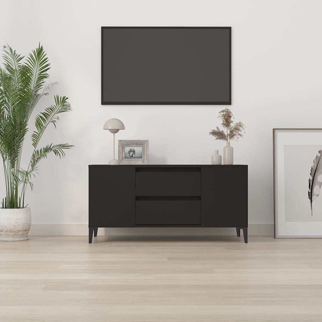 vidaXL TV skapītis, melns, 102x44,5x50 cm, inženierijas koks цена и информация | TV galdiņi | 220.lv