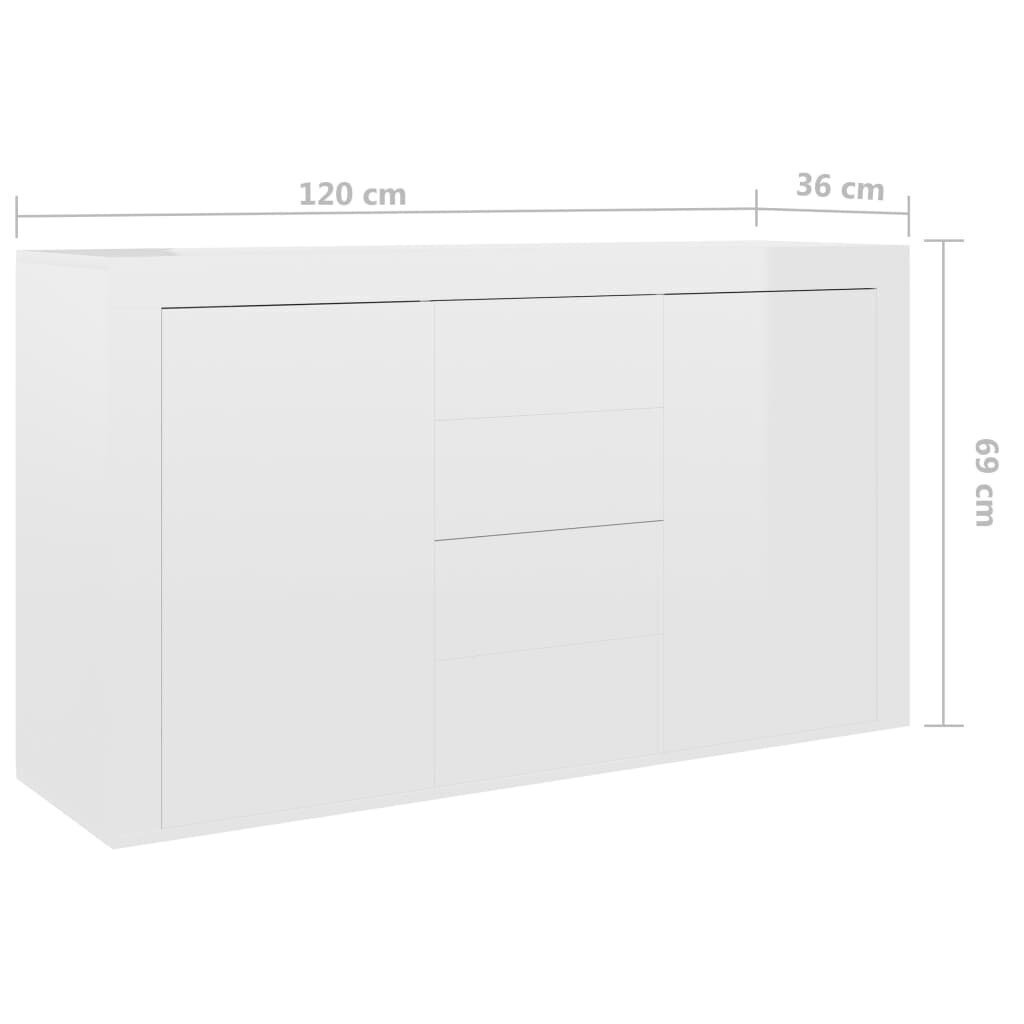 Sānu skapis VidaXL, 120x36x69 cm, balts cena un informācija | Skapīši viesistabai | 220.lv