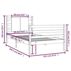 Gultas rāmis, medus brūns, 90x200cm, priedes masīvkoks cena un informācija | Gultas | 220.lv