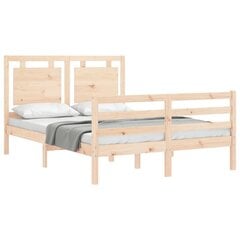 vidaXL gultas rāmis ar galvgali, 4FT, divvietīgs, masīvkoks цена и информация | Кровати | 220.lv