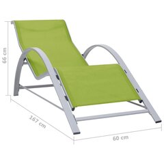 310540 vidaXL Sun Loungers 2 pcs with Table Aluminium Green cena un informācija | Sauļošanās krēsli | 220.lv