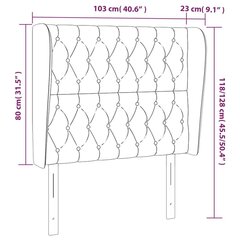 Galvgalis ar malām, 103x23x118/128 cm, tumši zaļš samts cena un informācija | Gultas | 220.lv