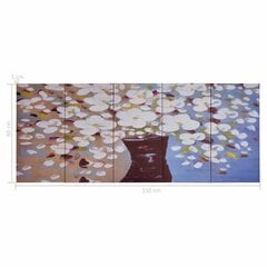 vidaXL sienas gleznu komplekts, ziedi vāzē, krāsaina, 150x60 cm цена и информация | Картины | 220.lv