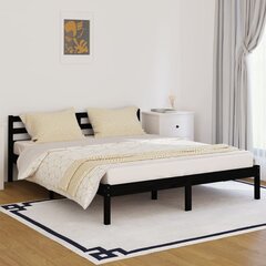 810444 vidaXL Bed Frame Solid Wood Pine 160x200 cm Black cena un informācija | Gultas | 220.lv