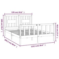 vidaXL gultas rāmis ar galvgali, balts, priedes masīvkoks, 120x200 cm cena un informācija | Gultas | 220.lv