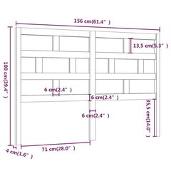 vidaXL gultas galvgalis, melns, 156x4x100 cm, priedes masīvkoks цена и информация | Кровати | 220.lv