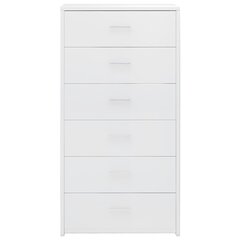 vidaXL kumode ar 6 atvilktnēm, balta, 50x34x96 cm, kokskaidu plāksne цена и информация | Шкафчики в гостиную | 220.lv