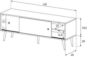 SONOROUS RETRO koka rtv skapis RTRA-140-WHT-WHT platums 140 cm cena un informācija | TV galdiņi | 220.lv