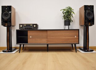 SONOROUS RETRO koka rtv skapis RTRA-140-BLK-VIC platums 140 cm cena un informācija | TV galdiņi | 220.lv