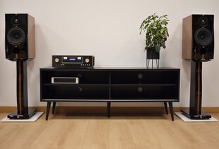 SONOROUS RETRO koka rtv skapis RTRA-140-BLK-BNW platums 140 cm cena un informācija | TV galdiņi | 220.lv