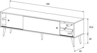 RETRO stila koka RTV skapis SONOROUS RTRA-180-WHT-BNW platums 180cm cena un informācija | TV galdiņi | 220.lv