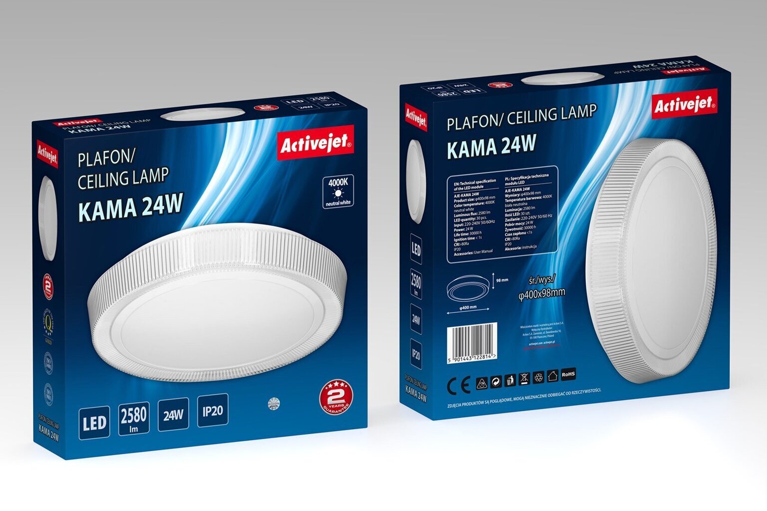 LED griestu lampa AJE-KAMA 24 W cena un informācija | Griestu lampas | 220.lv