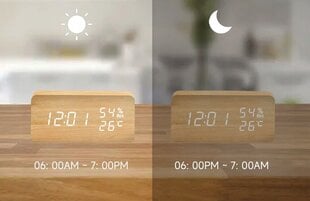 Temperatūras pulkstenis Alarm Clapper Koka balss cena un informācija | Pulksteņi | 220.lv