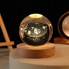 Stikla globuss 3D nakts gaisma 6cm USB barošana BĒRNIEM Saules sistēma cena un informācija | Lampas bērnu istabai | 220.lv
