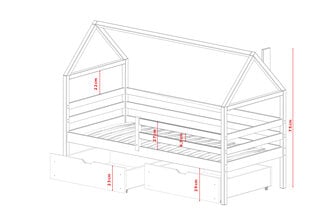 Bērnu gulta Aron FURNLUX CLASSIC, 88x178x133 cm, pelēka cena un informācija | Gultas | 220.lv