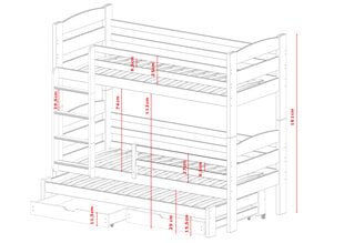 Divstāvu gultas Cezar FURNLUX CLASSIC, 88x178x161 cm, pelēka cena un informācija | Gultas | 220.lv