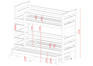 Divstāvu gultas Cezar FURNLUX CLASSIC, 88x198x161 cm, pelēka cena un informācija | Gultas | 220.lv