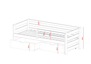 Vienguļamās gultas Ergo FURNLUX CLASSIC, 88x178x66 cm, pelēka cena un informācija | Bērnu gultas | 220.lv