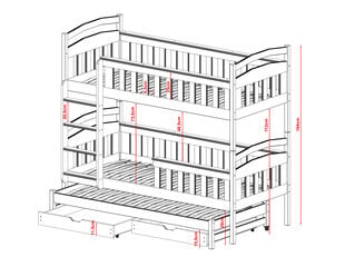 Divstāvu gultas Harriet FURNLUX CLASSIC, 88x198x164 cm, balta cena un informācija | Gultas | 220.lv