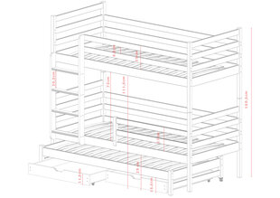 Divstāvu gultas Luk FURNLUX CLASSIC, 88x198x161 cm, pelēka cena un informācija | Gultas | 220.lv