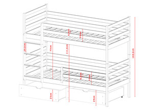 Divstāvu gultas Nemo FURNLUX CLASSIC, 98x188x161 cm, balta cena un informācija | Gultas | 220.lv