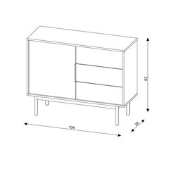 Komode Viva FURNLUX CLASSIC, 104x39x82 cm, balta cena un informācija | Skapīši viesistabai | 220.lv